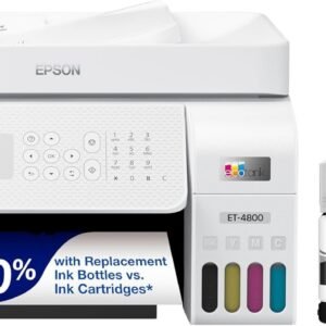 Epson EcoTank ET-4800 Wireless All-in-One Cartridge-Free Supertank Printer with Scanner, Copier, Fax, ADF and Ethernet – Ideal-for Your Home Office, White